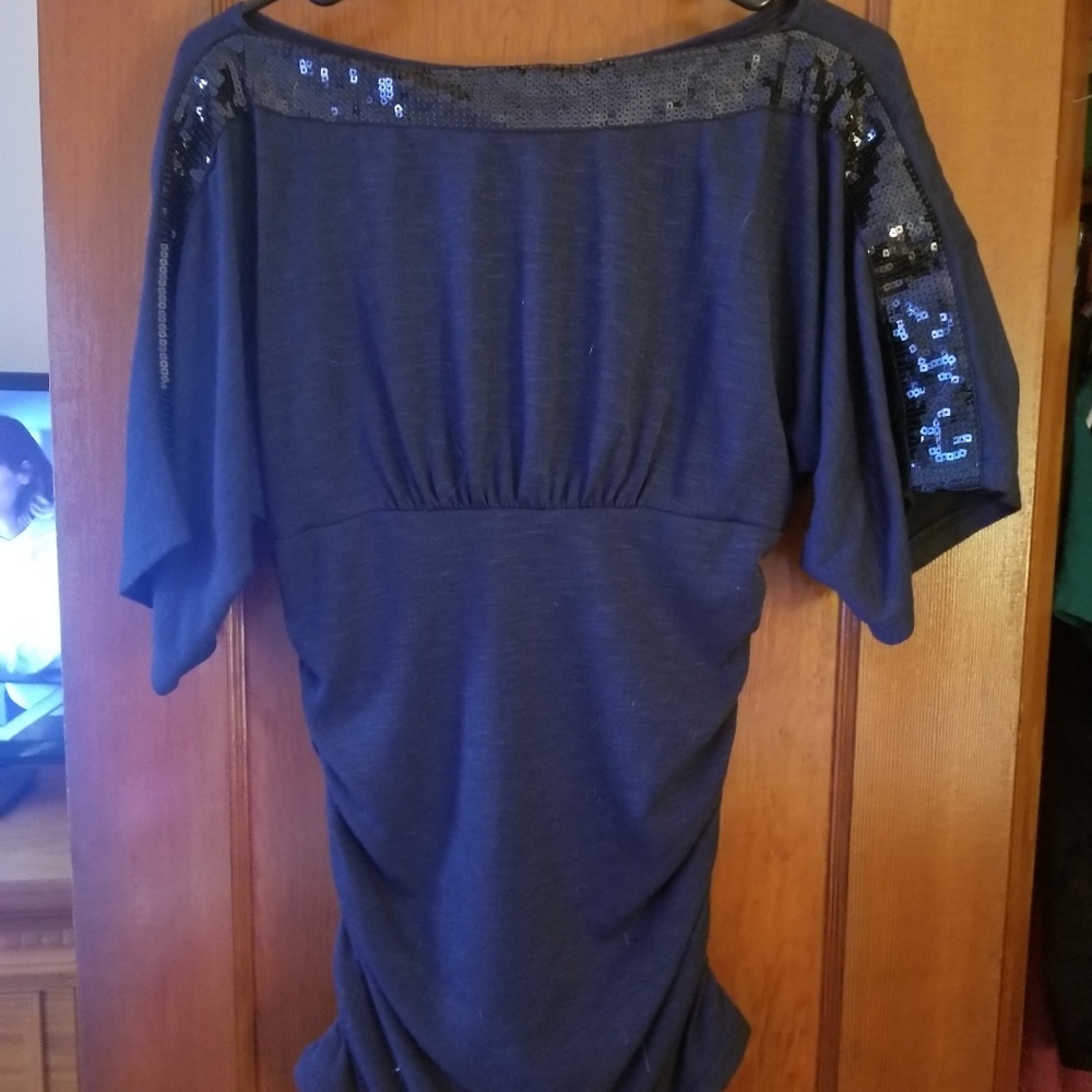 Navy blue sparkle dressy shirt